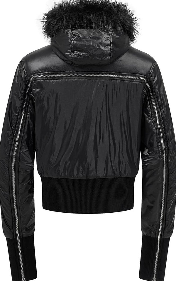 HOODED COTTON JACKET WITH DETACHABLE COLLAR