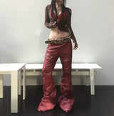 LIQUID METAL PINK WAXED PANTS