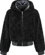 PLUSH PATCHWORK SUEDE HOODED JACKET