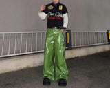 CRISPY GREEN LEATHER PANTS