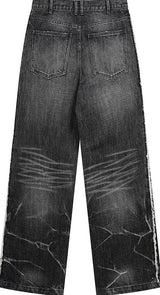 LIGHTNING STRIPE RAW EDGE JEANS