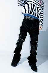 SLIM FLARE BIKER PANTS