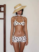 POLKA DOT COLOR-BLOCK BIKINI SET