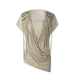 TASSEL DRAPE KNIT T-SHIRT