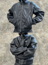 SPARKLY HOODED LEATHER JACKET
