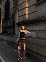 CUSTOM RED PLAID PUNK JEANS