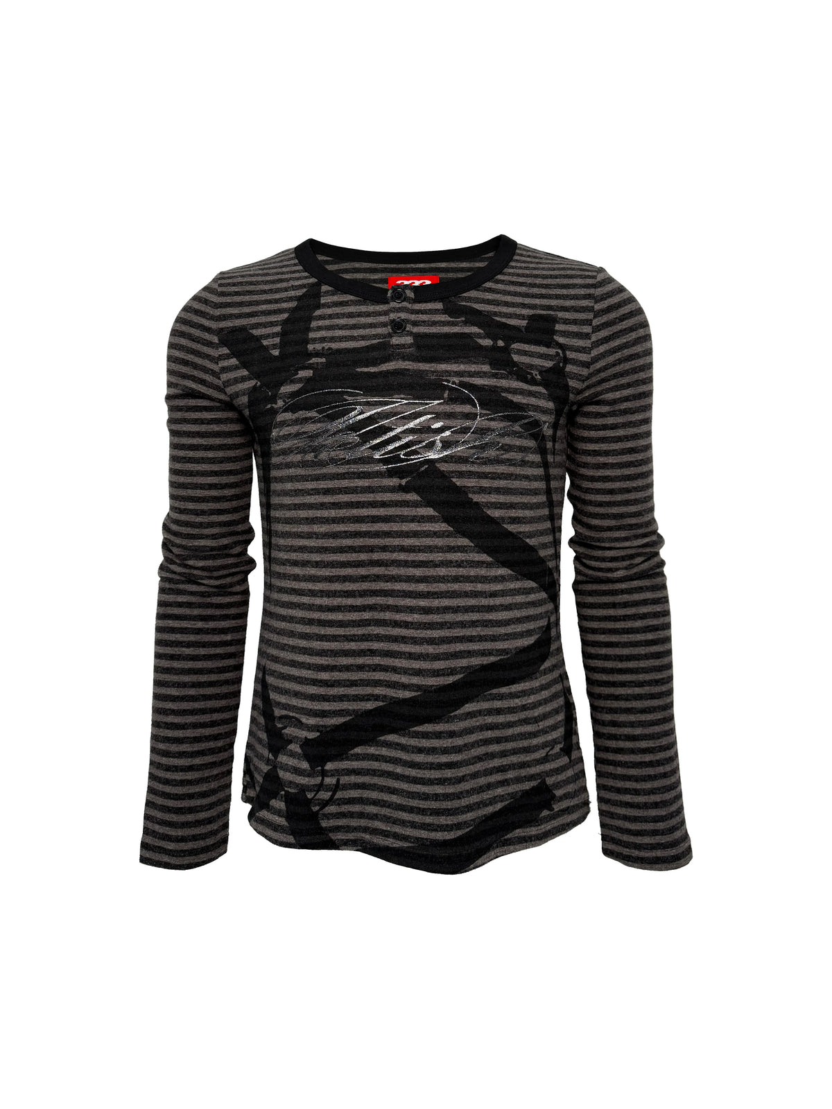 GLITTER STRIPED HENLEY T-SHIRT