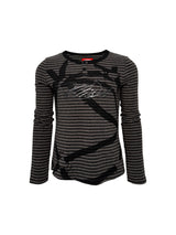 GLITTER STRIPED HENLEY T-SHIRT