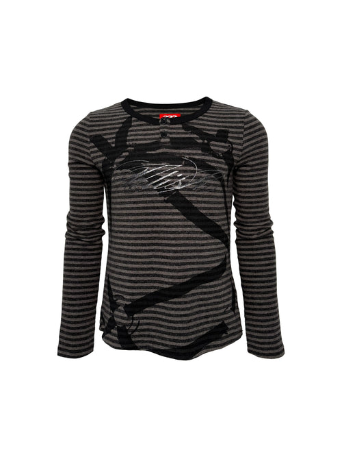 GLITTER STRIPED HENLEY T-SHIRT