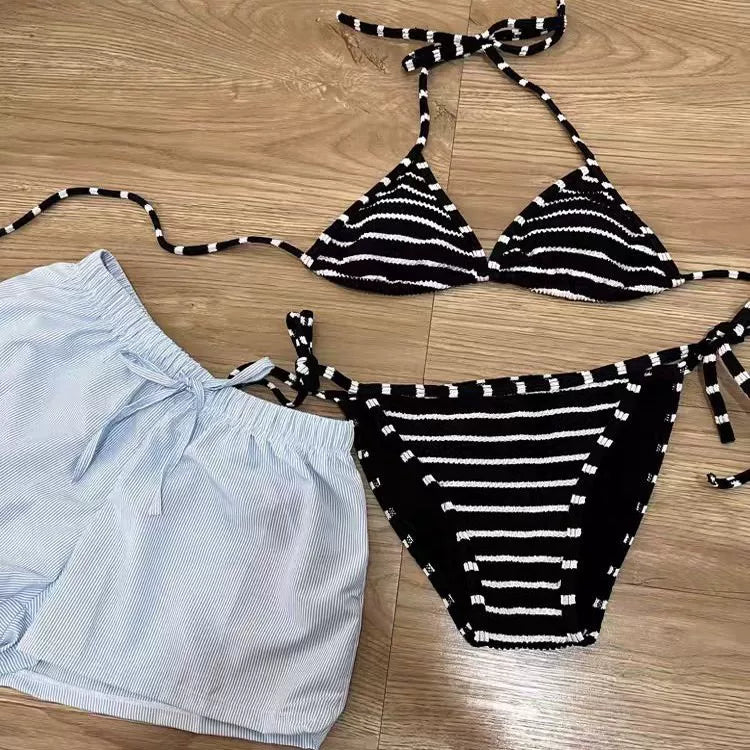 VINTAGE-STYLE STRIPED BIKINI SET