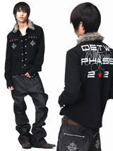 DARK PUNK FUR COLLAR JACKET