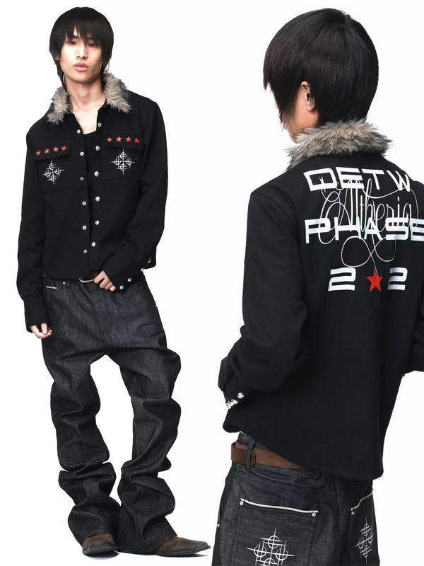 DARK PUNK FUR COLLAR JACKET