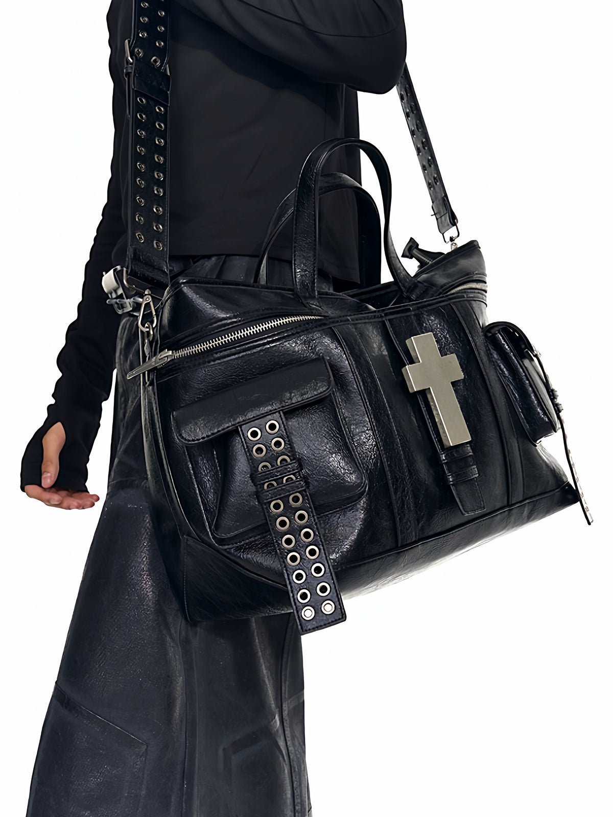 CROSS BURST LEATHER TOTE BAG