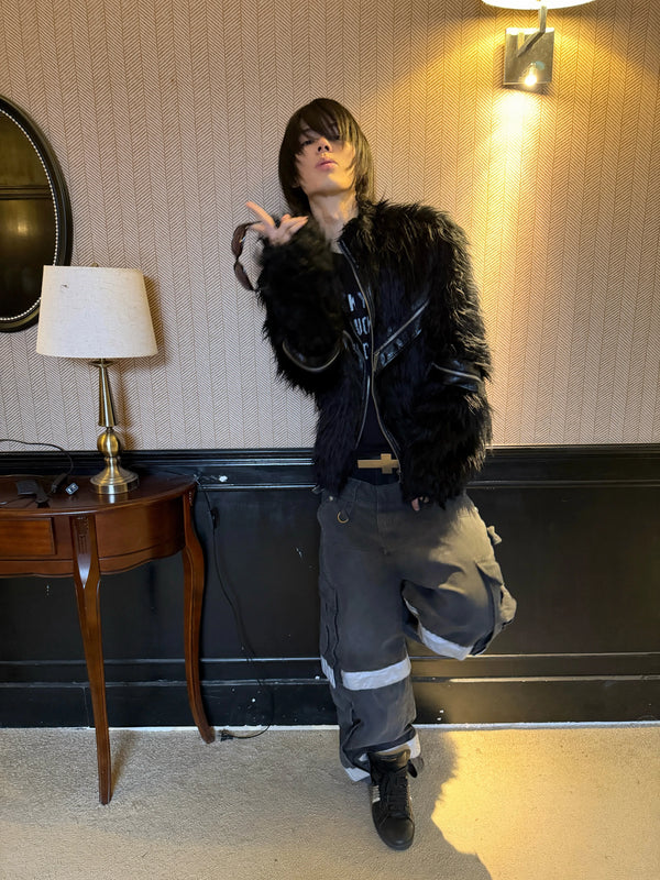 PATCHWORK LEATHER FUR JACKET