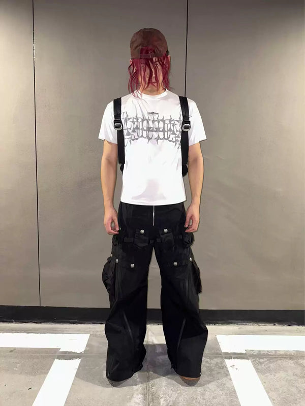 WINDPROOF WIDE LEG NYLON PANTS