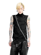 RIVET PLEATED ZIPPER VEST