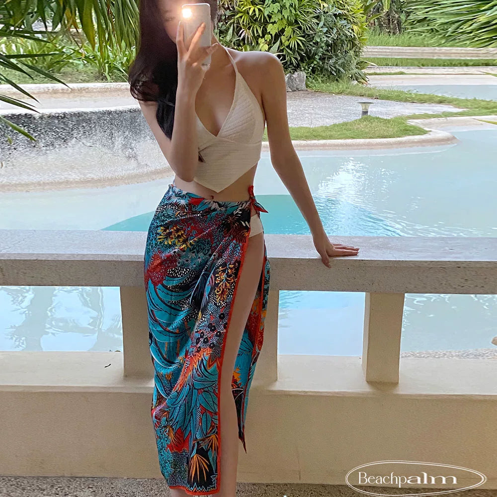 HALTER NECK BIKINI SET WITH SKIRT