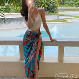 HALTER NECK BIKINI SET WITH SKIRT
