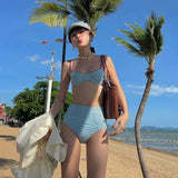 COLOR-BLOCKED HIGH-WAISTED BIKINI