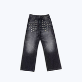 BLUE CAT WHISKERS EMBELLISHED JEANS