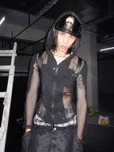 MESH SPLICE ZIPPER JACKET