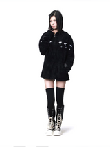 HOODED MOHAIR SWEATER COAT