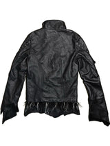 FUR COLLAR RIVET CROP JACKET