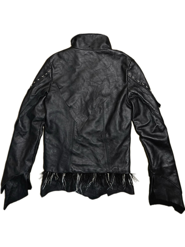 FUR COLLAR RIVET CROP JACKET