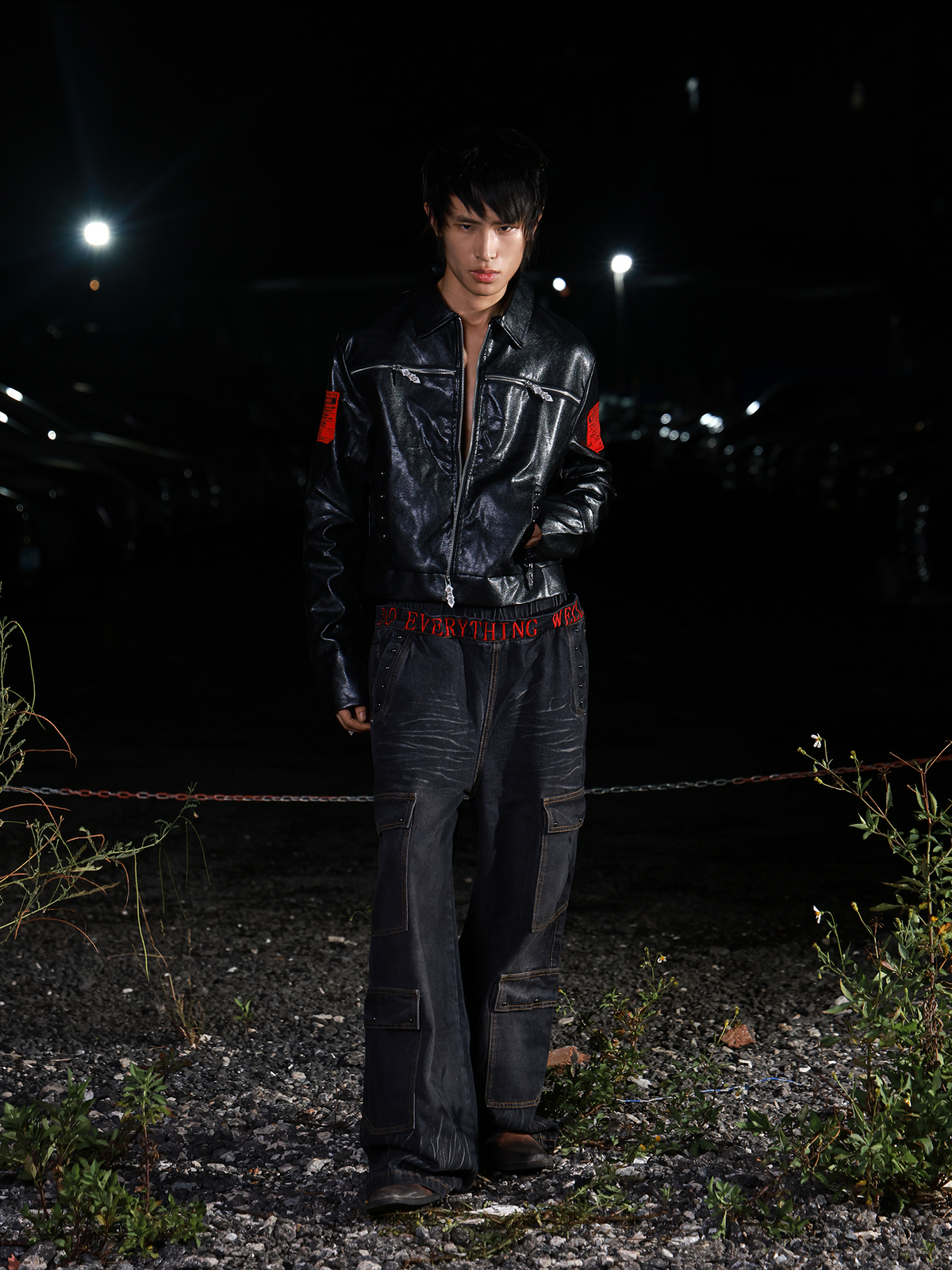 DARK APPLIQU? BIKER JACKET