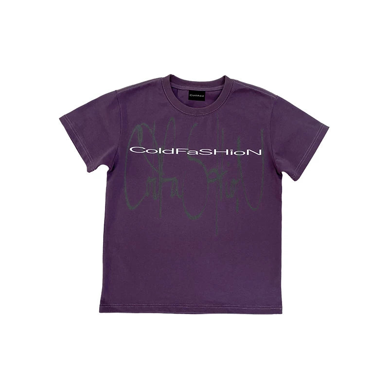 PURPLE PRINTED SHOULDER T-SHIRT