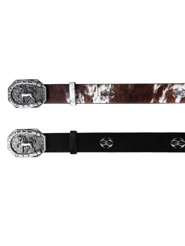 RIVET-STUDDED LEATHER BELT