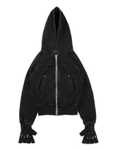 WASHED ZIPPER HOODED JACKET