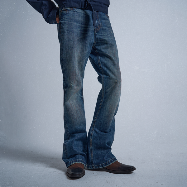 DISTRESSED NAVY MICRO JEANS
