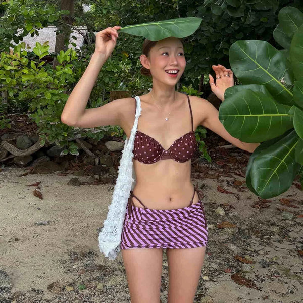 STRIPED HIGH-CUT BIKINI SET