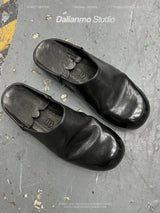 RETRO PLEATED LEATHER SANDALS