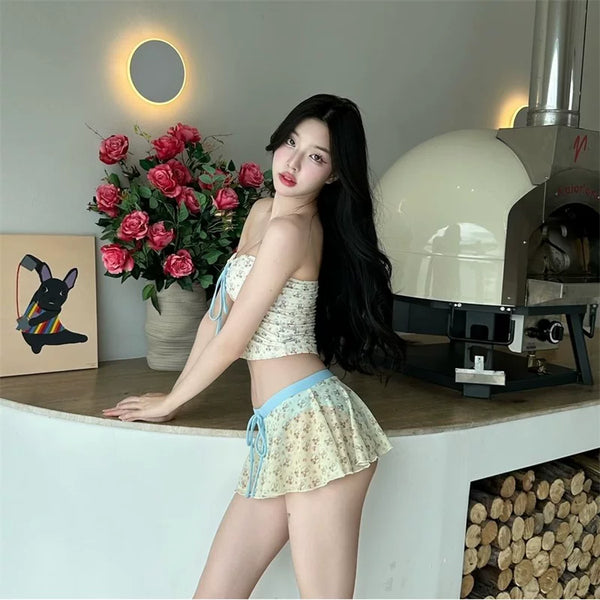 FLORAL SKIRT BIKINI SET