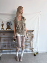 TASSEL DRAPE KNIT T-SHIRT