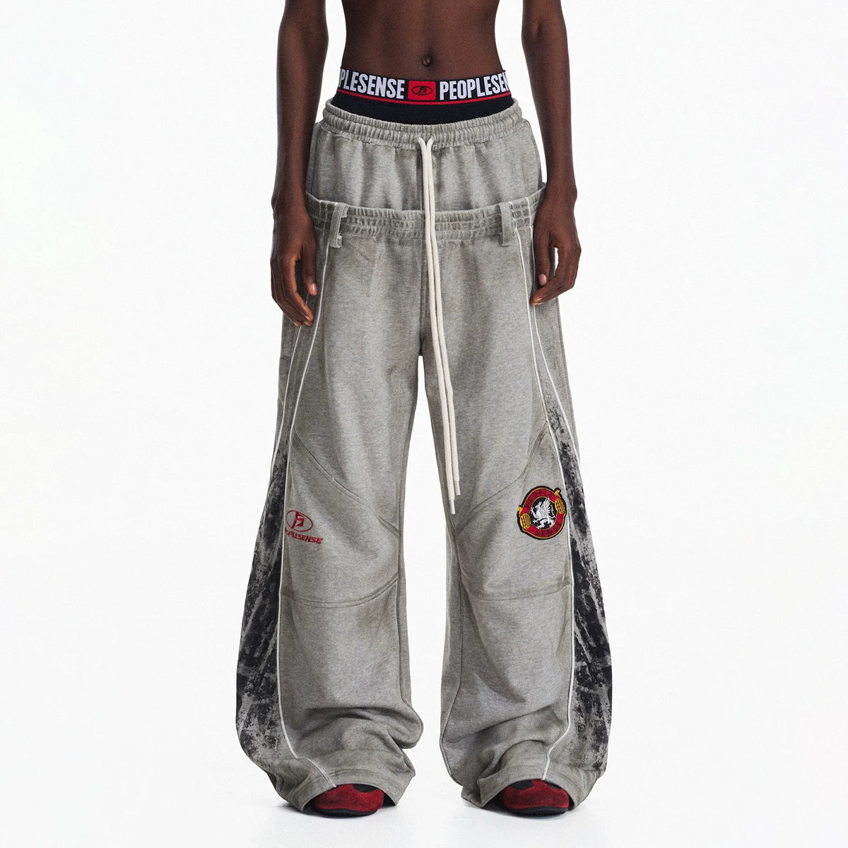EMBROIDERED WIDE-LEG SWEATPANTS
