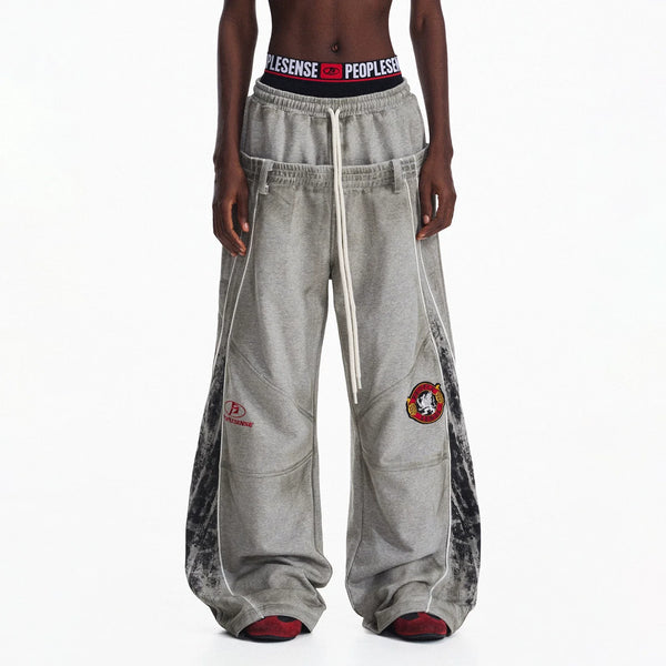 EMBROIDERED WIDE-LEG SWEATPANTS