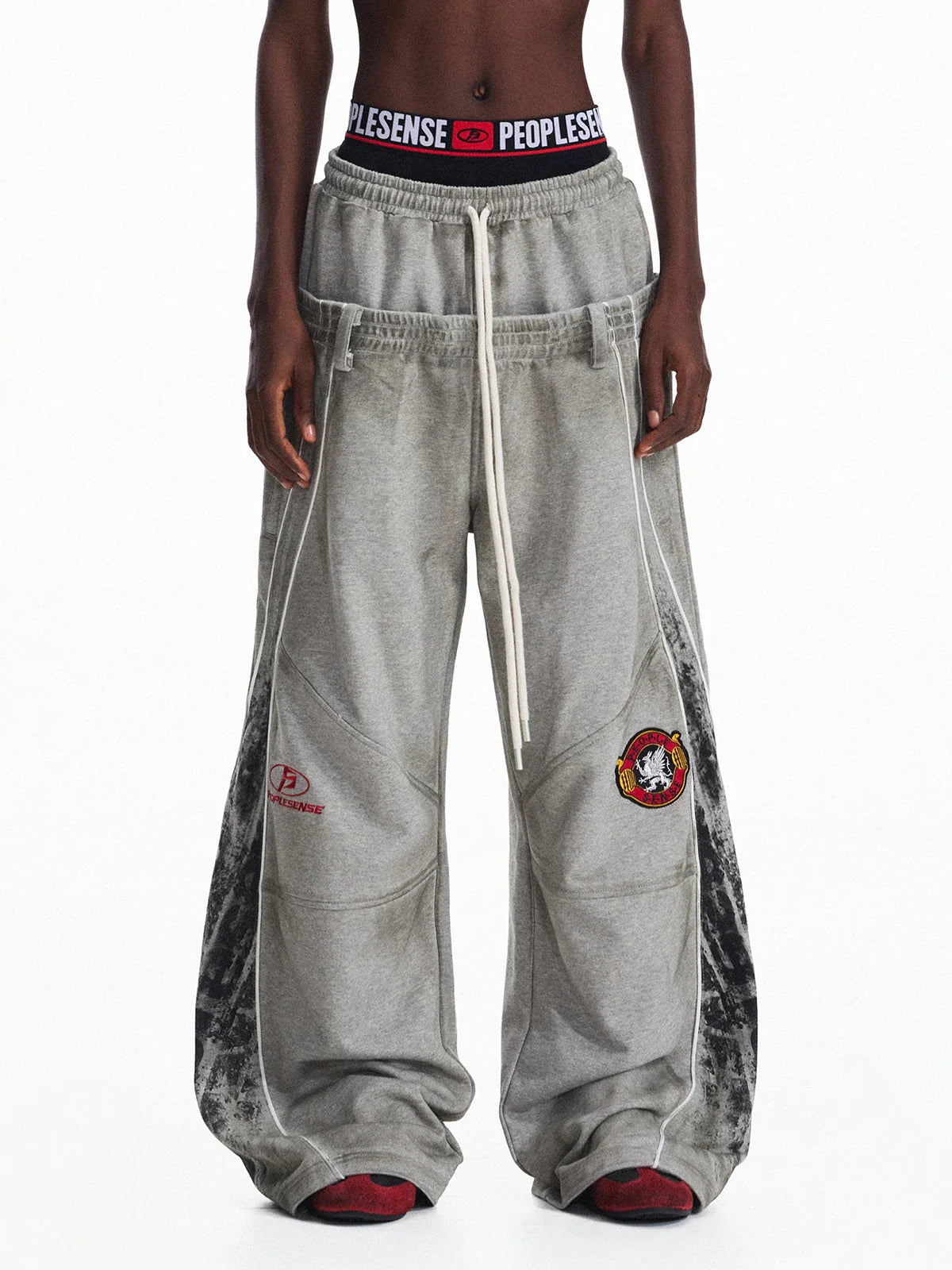 EMBROIDERED WIDE-LEG SWEATPANTS