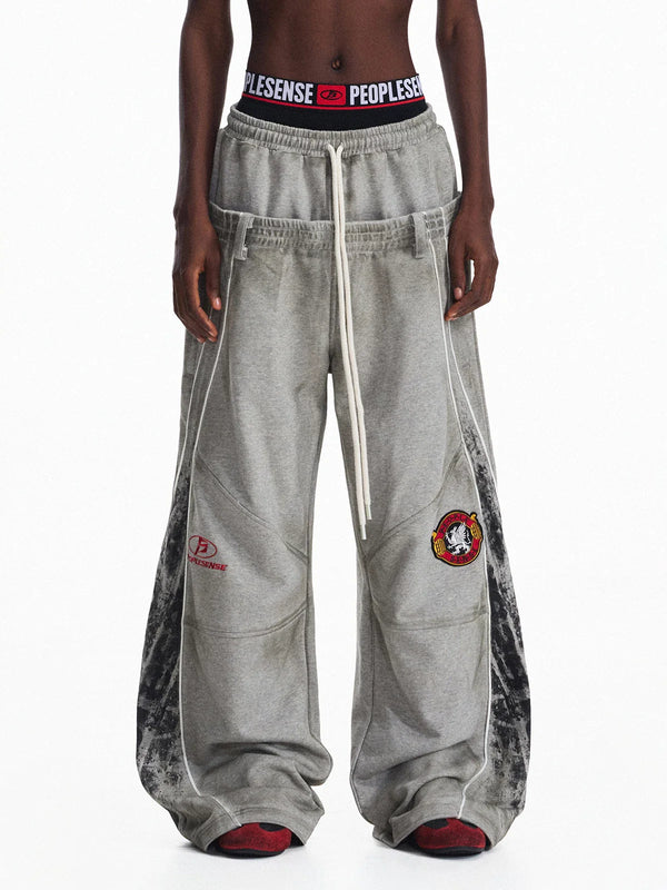 EMBROIDERED WIDE-LEG SWEATPANTS