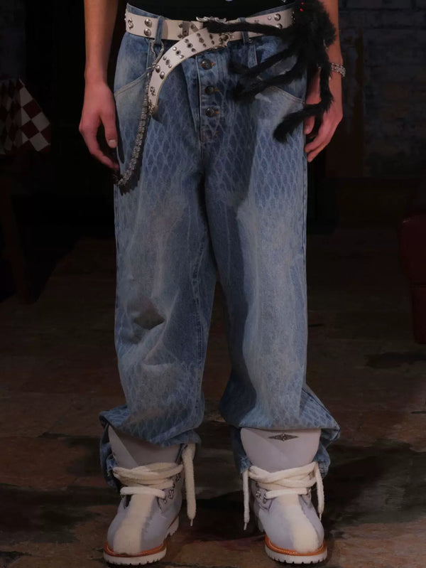 SPIDERWEB STRIPED BAGGY PANTS