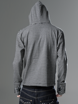 STRIPED HOODED CARDIGAN JACKET