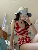 RETRO STRIPED HIGH-WAISTED SWIMSUIT