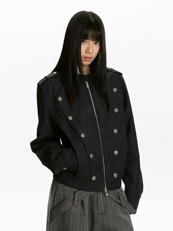 RETRO BIKER STYLE PU LEATHER JACKET