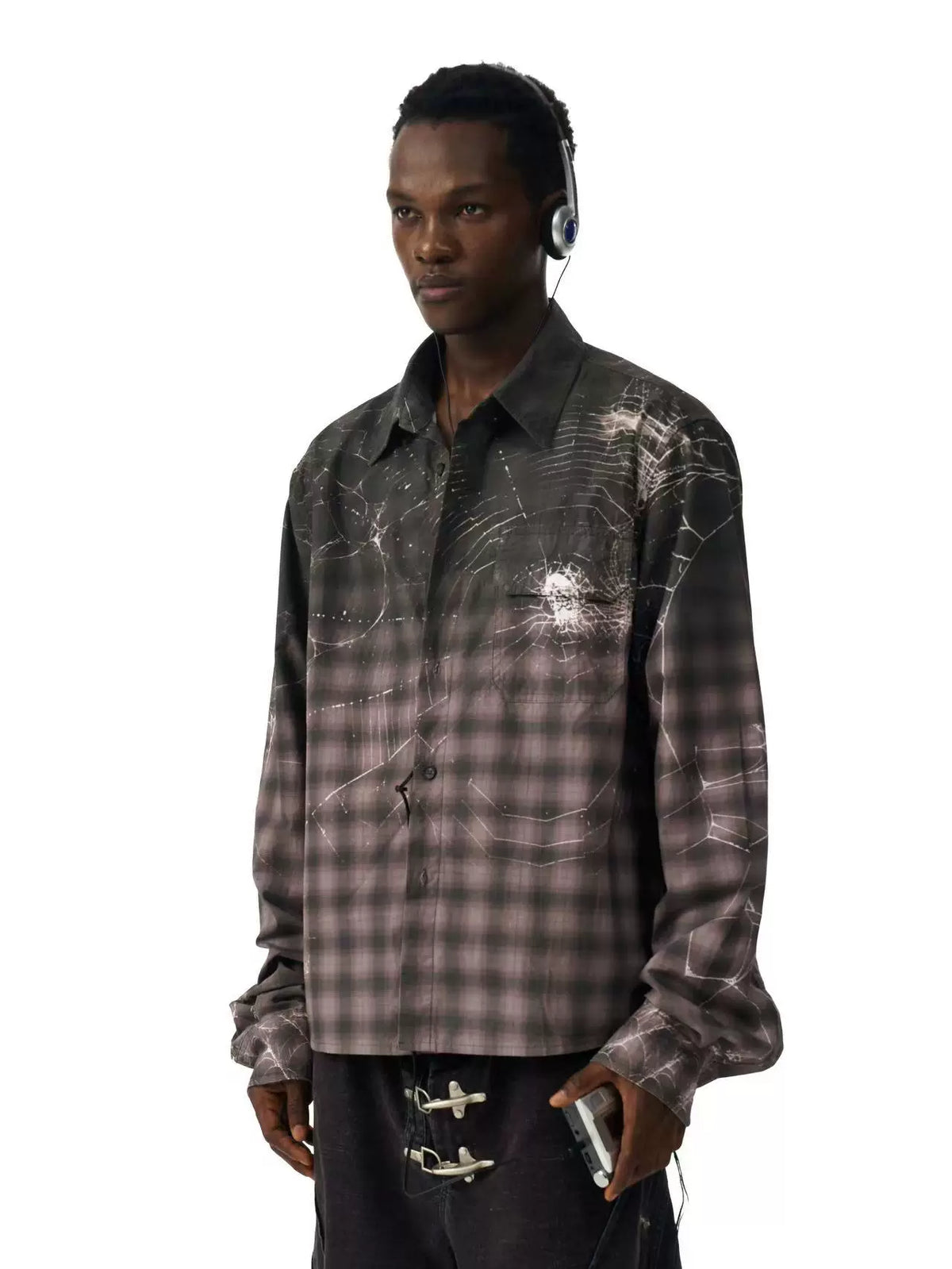 GRADIENT PLAID LAPEL SHIRT