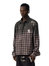 GRADIENT PLAID LAPEL SHIRT