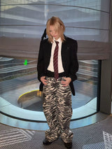 ZEBRA PRINT BAGGY JEANS