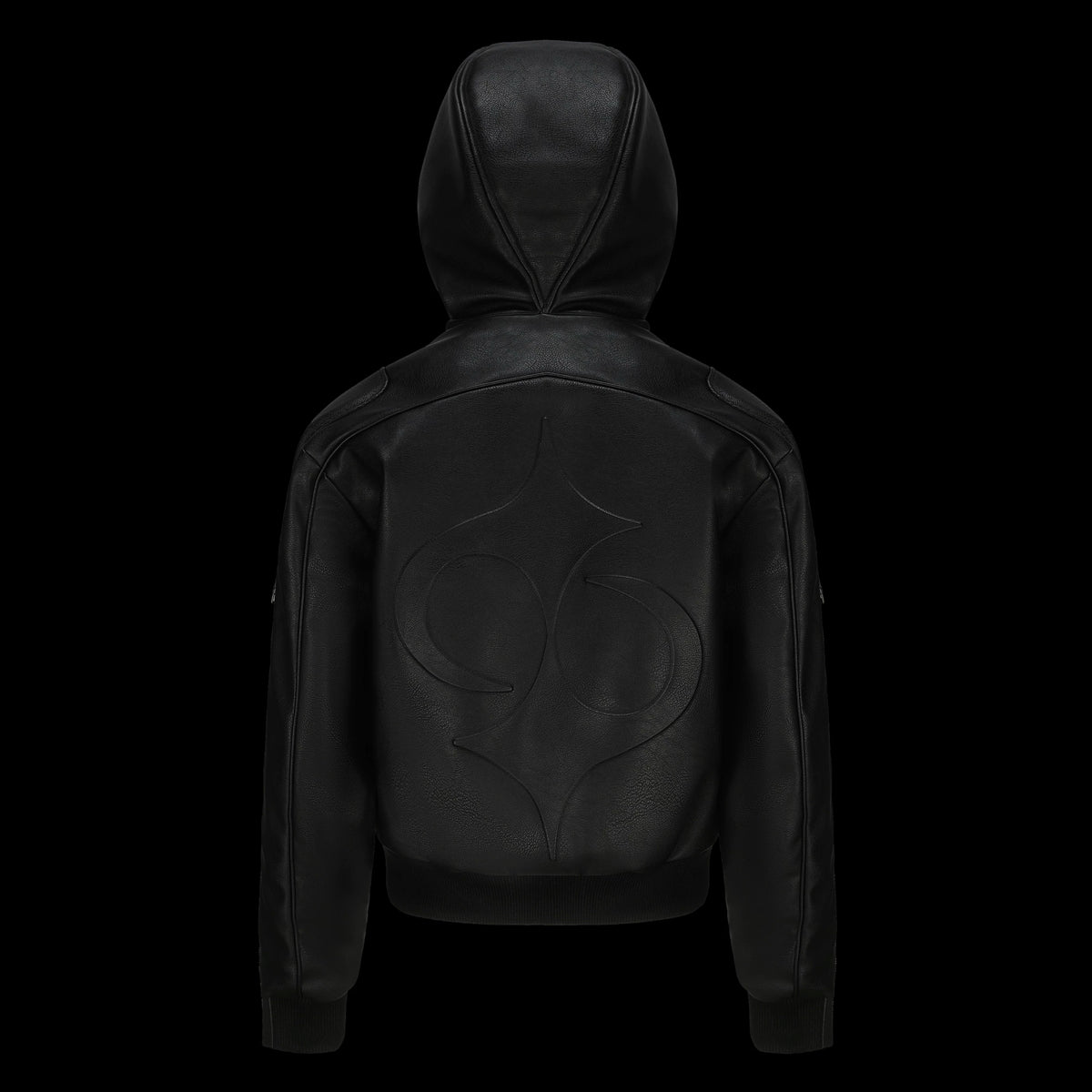 SPARKLY HOODED LEATHER JACKET
