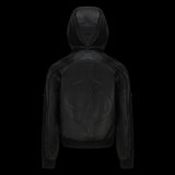 SPARKLY HOODED LEATHER JACKET
